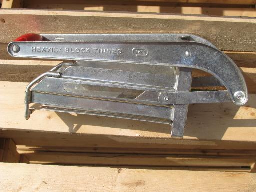 photo of vintage red handled Ekco french fry potato cutter, in original box #4