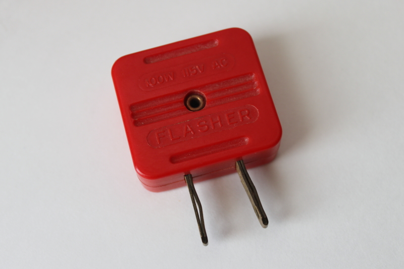 photo of vintage red plastic Flasher electrical plug 100W 115V AC, Christmas lights twinkle plug  #1