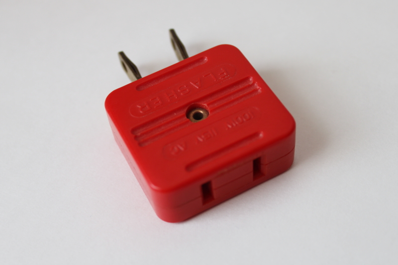 photo of vintage red plastic Flasher electrical plug 100W 115V AC, Christmas lights twinkle plug  #2