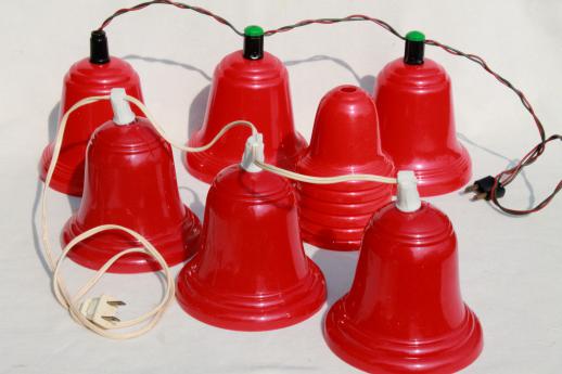 photo of vintage red plastic bells Christmas light covers for lighted holiday door decoration #1