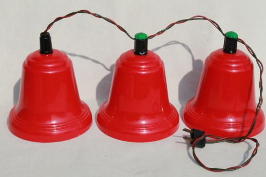 photo of vintage red plastic bells Christmas light covers for lighted holiday door decoration #2