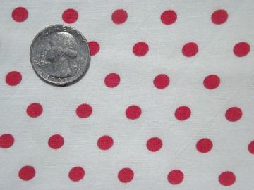 catalog photo of vintage red polka dotted fabric, dots print cotton feed sack fabric