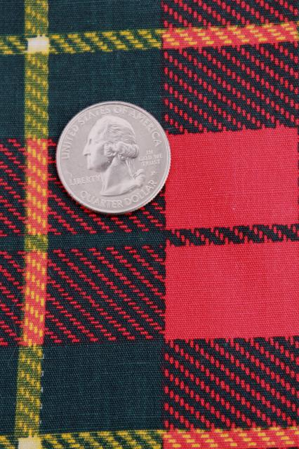 photo of vintage red tartan cotton print fabric, old school plaid, 60s retro #1