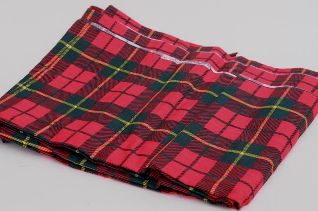 photo of vintage red tartan cotton print fabric, old school plaid, 60s retro #4