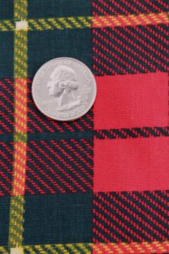 catalog photo of vintage red tartan cotton print fabric, old school plaid, 60s retro