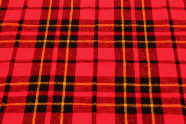 photo of vintage red tartan plaid stadium blanket, picnic or camp blanket w/ Faribo label #6