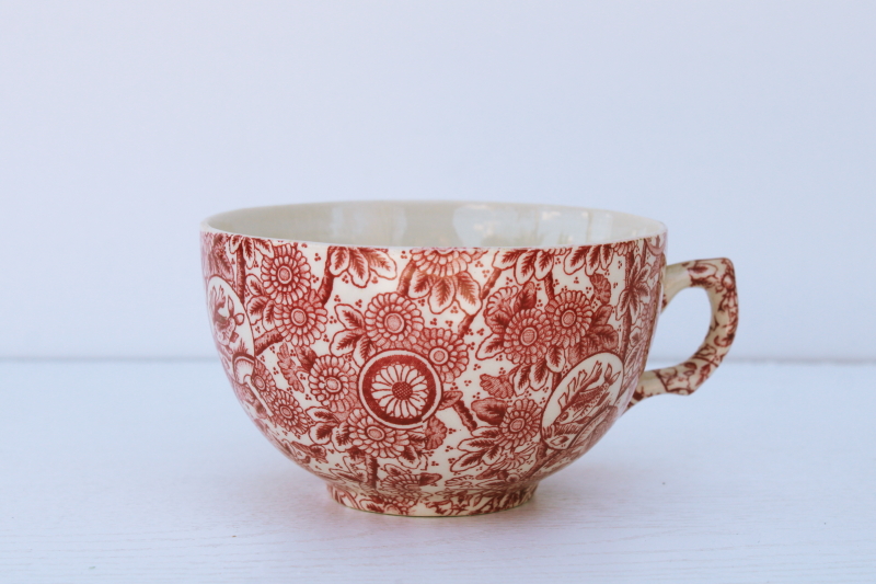 photo of vintage red transferware china tea cup, koi fish chinoiserie chintz china English Ambassador Ware #1