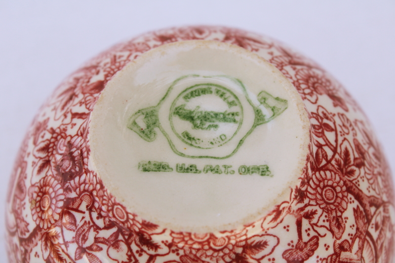 photo of vintage red transferware china tea cup, koi fish chinoiserie chintz china English Ambassador Ware #5