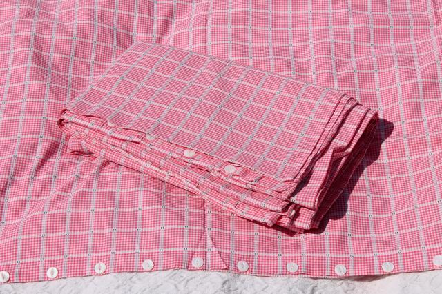 photo of vintage red & white checked cotton duvet or comforter cover pair of button up covers #2