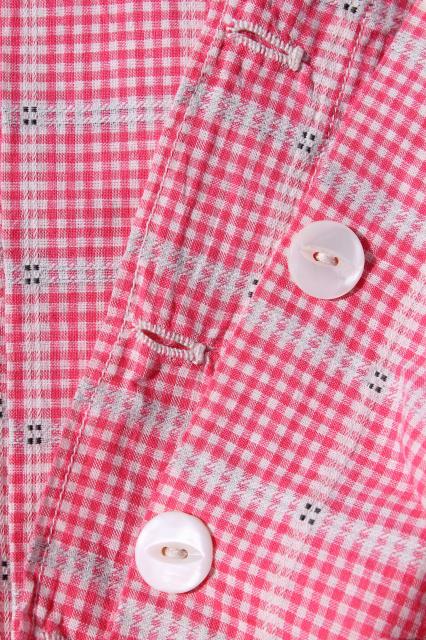 photo of vintage red & white checked cotton duvet or comforter cover pair of button up covers #3