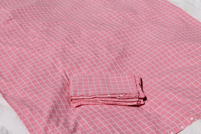 photo of vintage red & white checked cotton duvet or comforter cover pair of button up covers #4