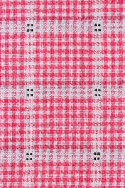 photo of vintage red & white checked cotton duvet or comforter cover pair of button up covers #5