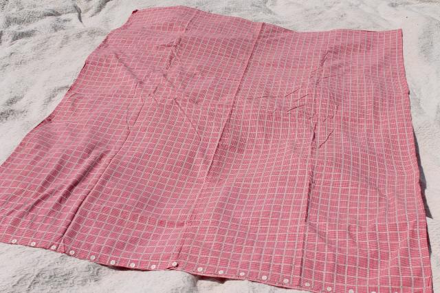 photo of vintage red & white checked cotton duvet or comforter cover pair of button up covers #6