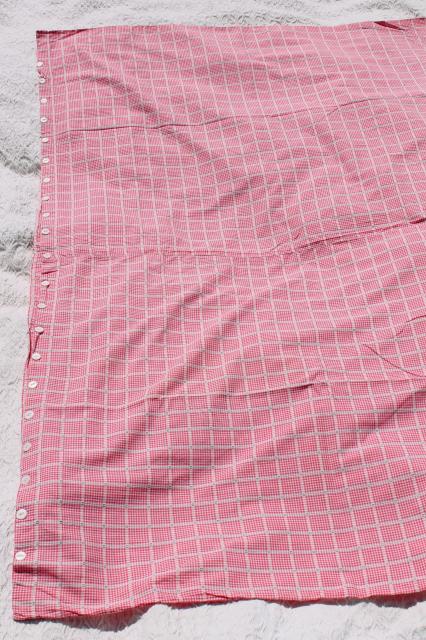 photo of vintage red & white checked cotton duvet or comforter cover pair of button up covers #9