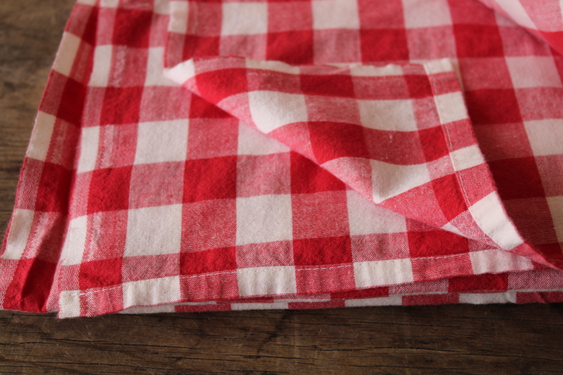 photo of vintage red & white checked cotton picnic tablecloth, large long tablecloth classic red gingham #2