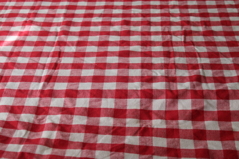 photo of vintage red & white checked cotton picnic tablecloth, large long tablecloth classic red gingham #5