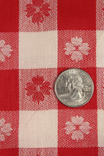 photo of vintage red & white checked linen fabric for kitchen dish towels or tablecloth #3