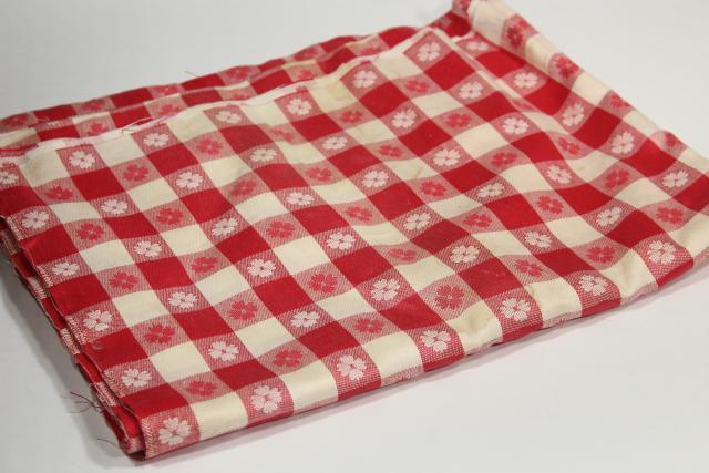 photo of vintage red & white checked linen fabric for kitchen dish towels or tablecloth #8