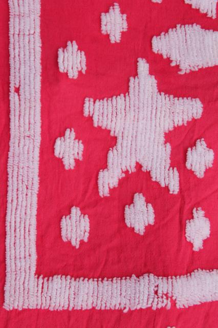 photo of vintage red & white chenille bedspread, Early American Federal eagle & stars #10