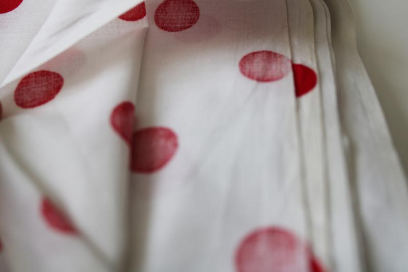 photo of vintage red & white dotted print cotton fabric, big bold polka dots, 50s retro! #2