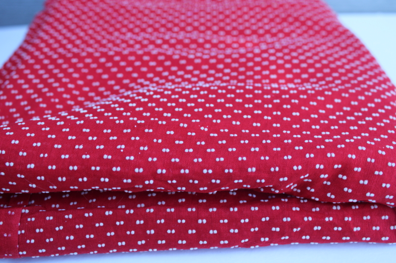 photo of vintage red & white dotted swiss embroidered sheer light crisp cotton fabric #1