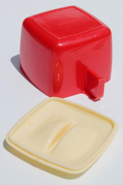 photo of vintage red & white lustro ware plastic mini creamer w/ farm elevator advertising #6