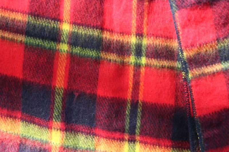 photo of vintage red / yellow / black plaid camp blanket, never used soft acrylic throw #2