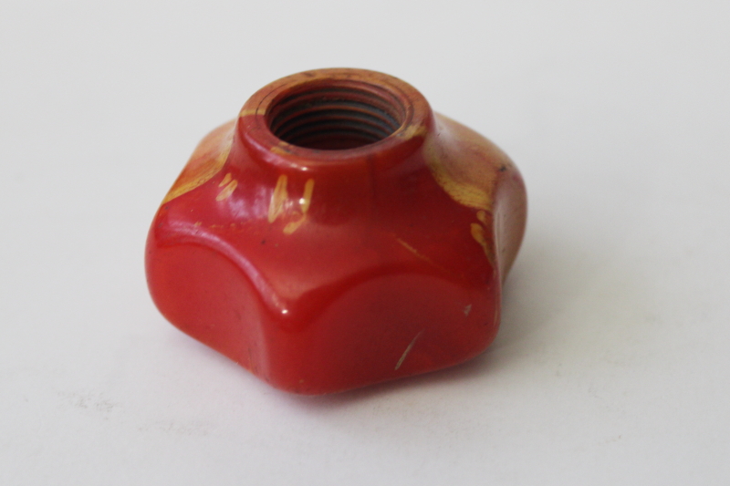 photo of vintage red yellow marbled bakelite shift knob or steering wheel spinner, no hardware #3