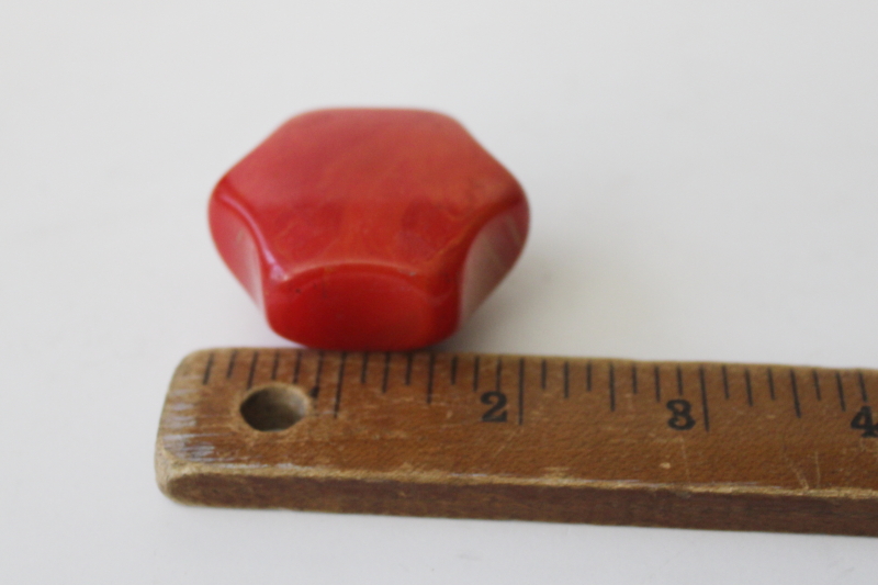 photo of vintage red yellow marbled bakelite shift knob or steering wheel spinner, no hardware #6