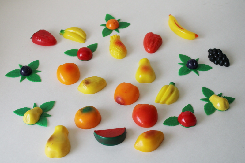 photo of vintage refrigerator magnets, hard plastic colorful fruit retro fridge decor  #1
