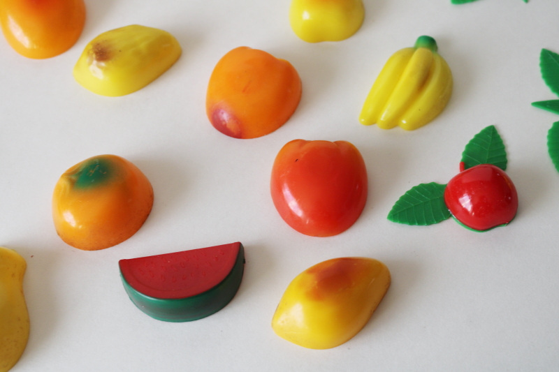 photo of vintage refrigerator magnets, hard plastic colorful fruit retro fridge decor  #2