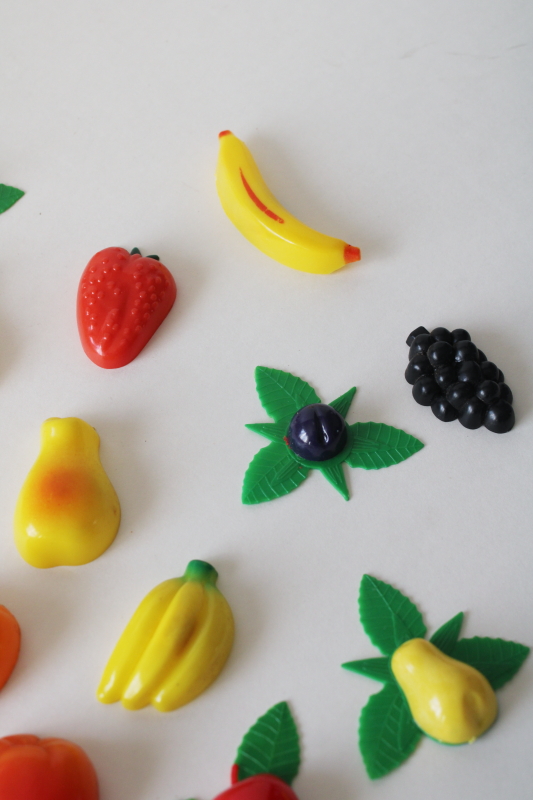 photo of vintage refrigerator magnets, hard plastic colorful fruit retro fridge decor  #3