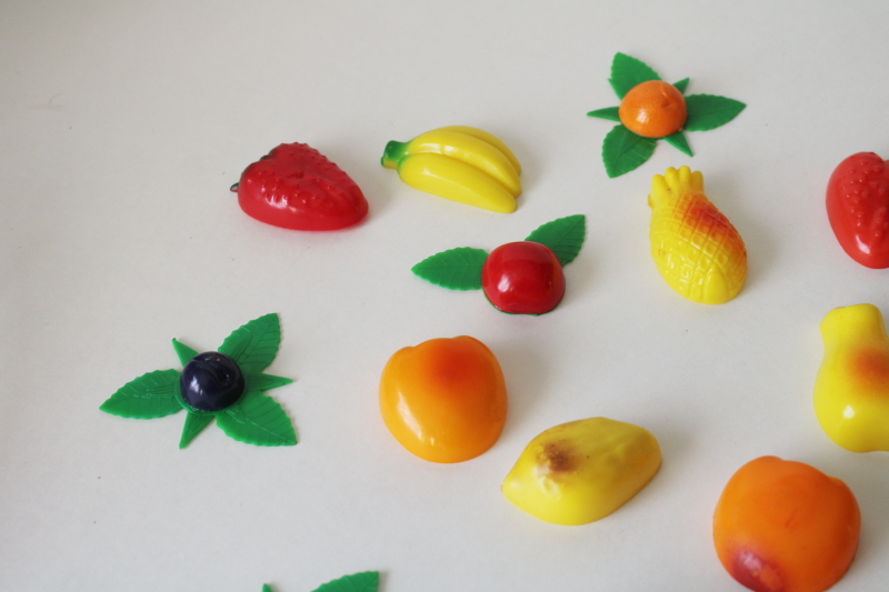 photo of vintage refrigerator magnets, hard plastic colorful fruit retro fridge decor  #4