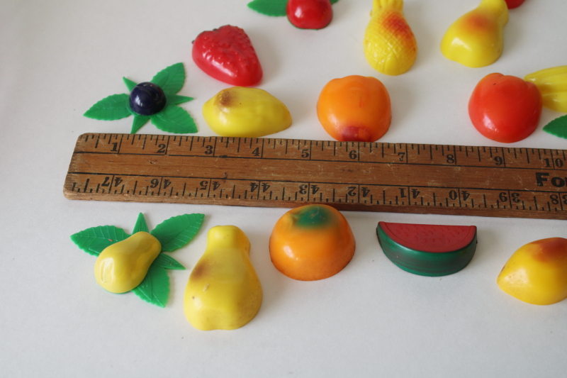 photo of vintage refrigerator magnets, hard plastic colorful fruit retro fridge decor  #5