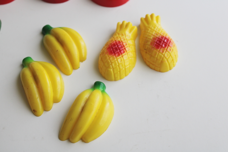 photo of vintage refrigerator magnets, hard plastic colorful fruit & veg, retro fridge decor  #3