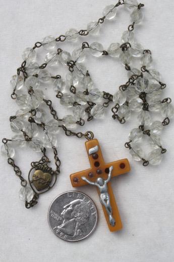 photo of vintage religious jewelry lot, rosaries, holy medals, crucifixes, collection of 95 pieces #6