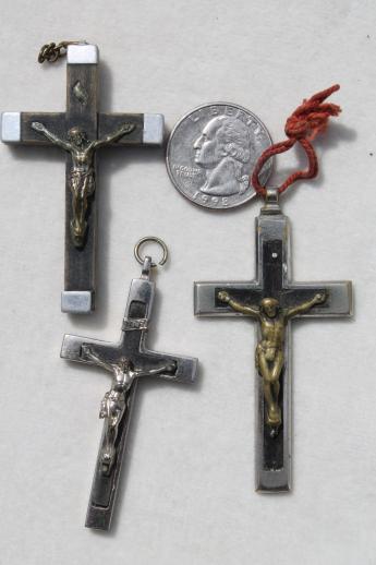 photo of vintage religious jewelry lot, rosaries, holy medals, crucifixes, collection of 95 pieces #12