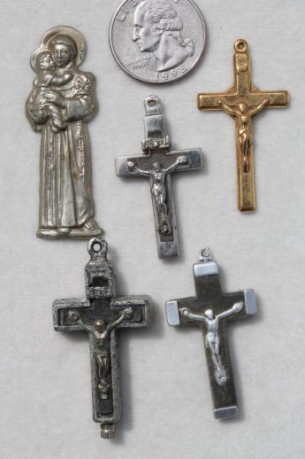 photo of vintage religious jewelry lot, rosaries, holy medals, crucifixes, collection of 95 pieces #14