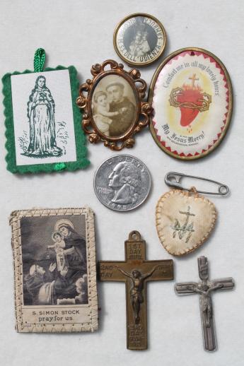 photo of vintage religious jewelry lot, rosaries, holy medals, crucifixes, collection of 95 pieces #16