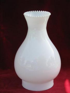 catalog photo of vintage replacement lamp light shade, transluscent white milk glass chimney