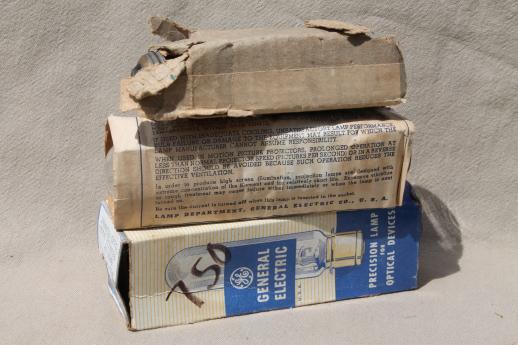 photo of vintage replacement lightbulbs for spotlights or projectors, new old stock GE 750T12 #5