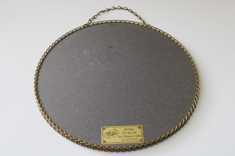 photo of vintage reproduction flue cover, round chain frame wall hanging, Annie Benson Muller art print  #4