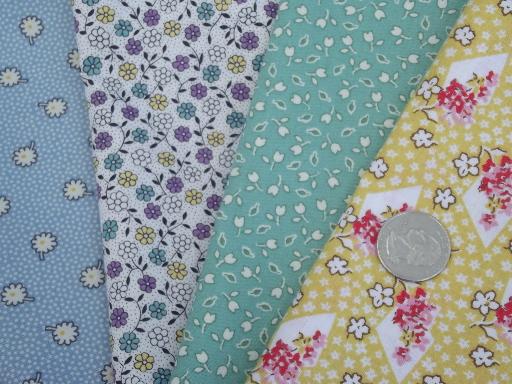 photo of vintage reproduction print cotton quilt fabric scrap lot, 4 lbs of scraps #3