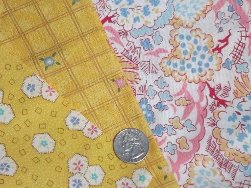 photo of vintage reproduction print cotton quilt fabric scrap lot, 4 lbs of scraps #7