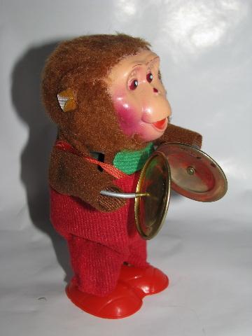 photo of vintage reproduction tin toys, wind-up monkeys musical band #2