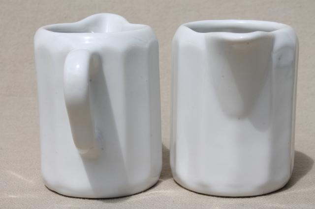 photo of vintage restaurant china cream pitchers, white ironstone, hunt club rider #6