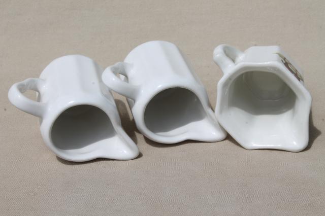 photo of vintage restaurant china cream pitchers, white ironstone, hunt club rider #7