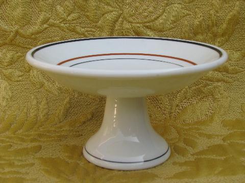 photo of vintage restaurant china dessert stand, compote pedestal bowl w/ band #1