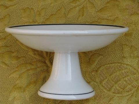 photo of vintage restaurant china dessert stand, compote pedestal bowl w/ band #4