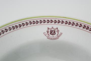 catalog photo of vintage restaurant china, dish w/ crest A Zeckendorf Hotel (New York)